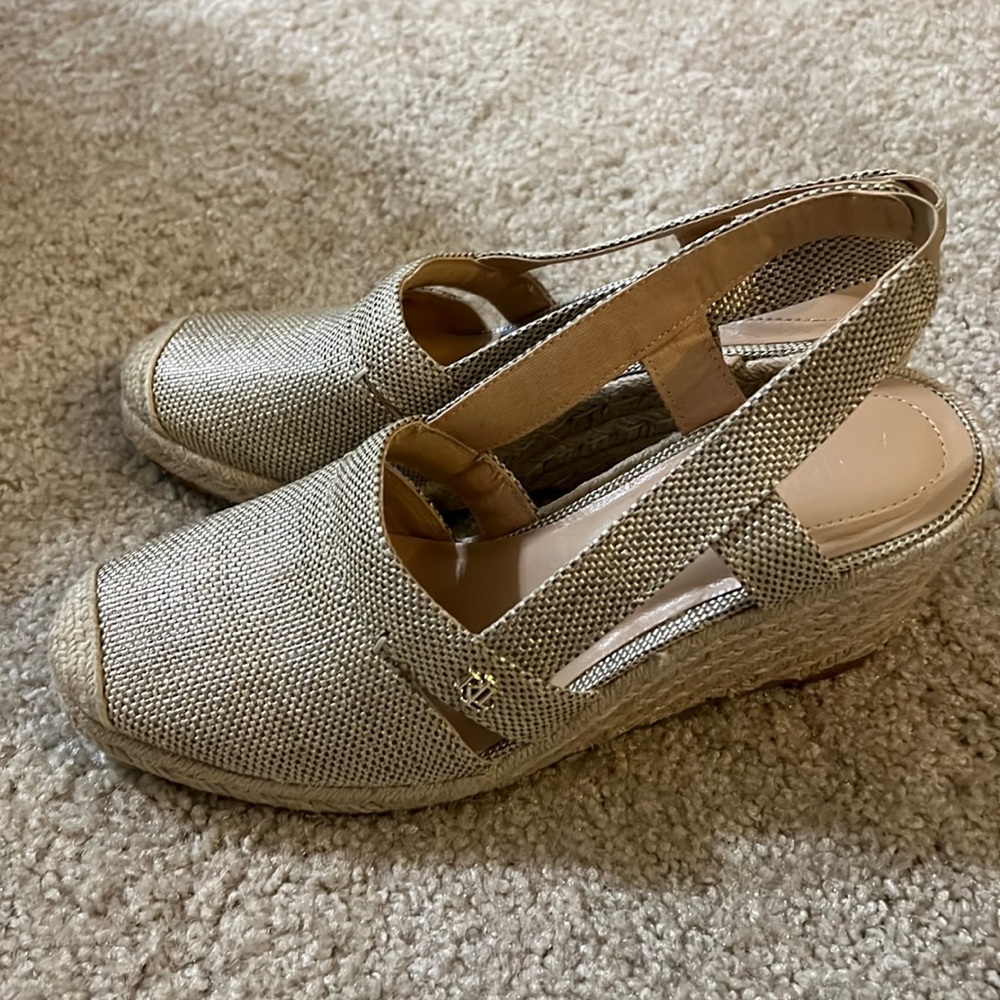 Ralph Lauren RL Slingback Espadrille Wedges Sz 8B